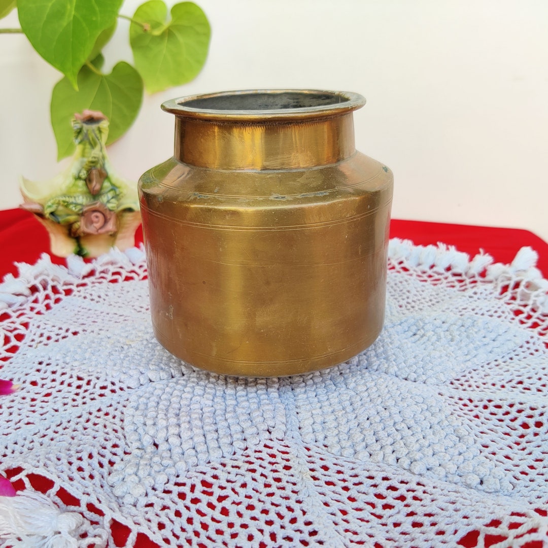 Antique Brass Ghee Vessel Vintage Oil Utensil Unique Etsy