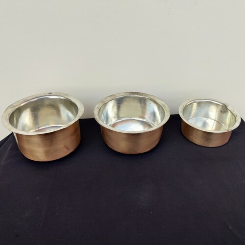 Antique Brass Cooking Bowl - Set of 3 shops | Cooking Patila | Serving Bowl | Kitchenware Collectible | Vintage Kitchen Vessel | Indian Antiques