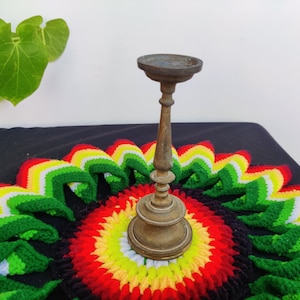 Antique Brass Solid Standing Oil Lamp | Traditional Vilakku | Brass Diwali Lamp | Spiritual Diya for Temple&Pooja Decor | Indian Candle Lamp