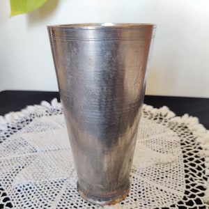Antique Nickel Coated Brass Unique Lassi Tumbler | Antique Glass | Water Glass | Milk Glass | Lassi Tumbler | Antique Vase | Planter Decor