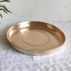 Vintage Brass Plate | Simple and Elegant Platter |  Indian Antique Plate | Boho Rustic Antiques | Golden Brass Thali | Home Decor | ME344