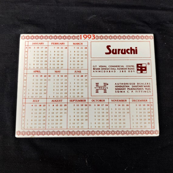 1993 Vintage Suruchi Pilkington's Kadi Suruchi 1993 Calendar on