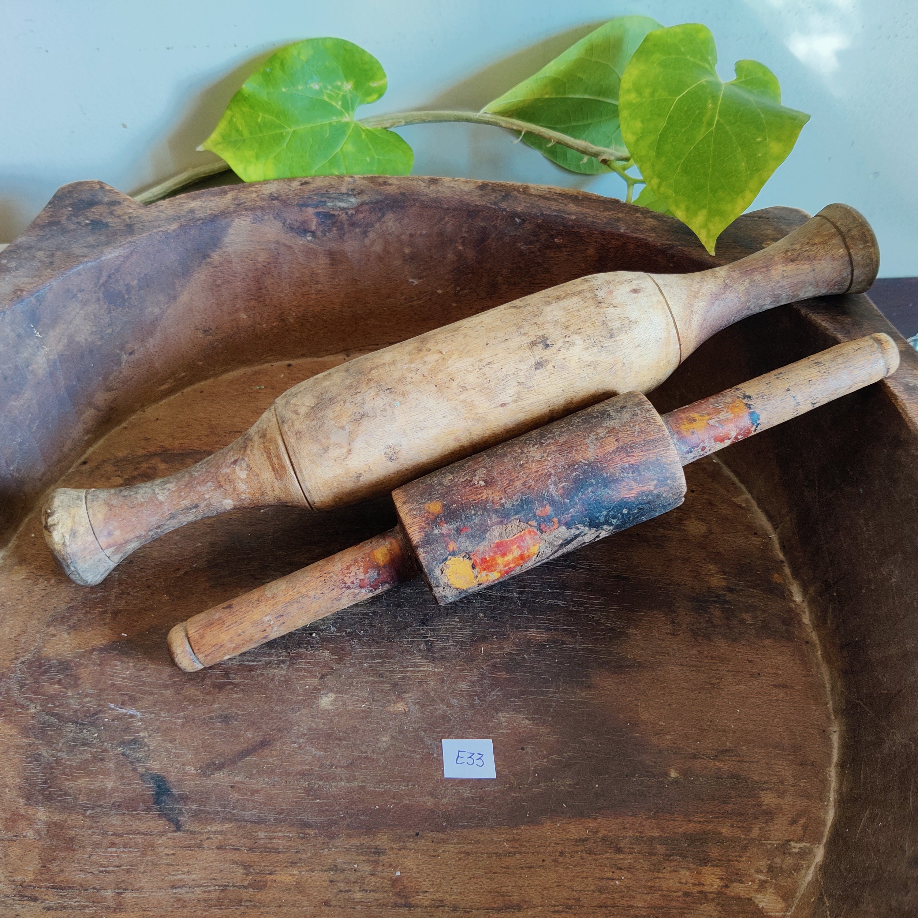 rouleau à pâtisserie en bois vintage set de 2 | tortilla rouleaux quesadilla décor rustique ferme campagne e33.