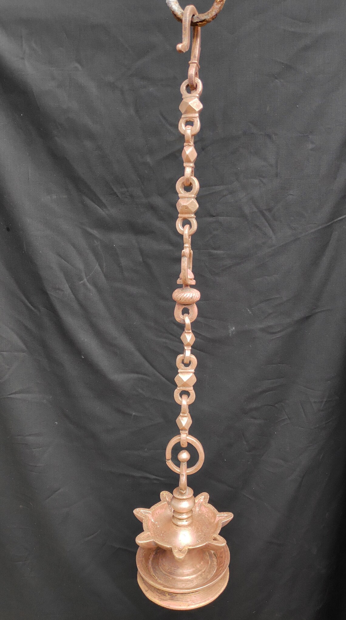 Antique Brass Oil Lamp With Chain Traditional Hanging Etsy