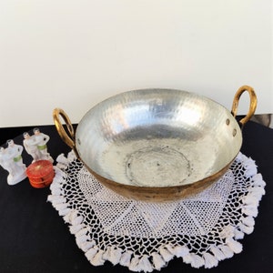 Antique Brass Kitchenware Cooking Kadai|Brass Frying Vessel|Vintage Traditional Cookware|Multi Purpose Use Brass Utensil|Antique Kitchenware