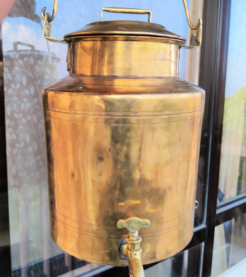 Antique Brass Water Dispenser Container With Tap Golden Etsy