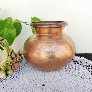 Antique Rare Brass Mythological Bird & Animals Carved Water Pot | Brass Holy Water Pot | Antique Water Tumbler | Brass Decor | Brass Planter