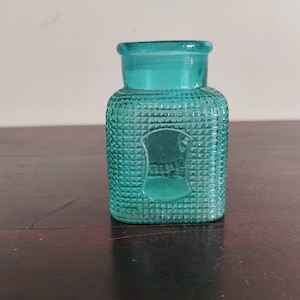 1940s Vintage Blue Glass Candy Dish Jar | Antique Glass Cookie Container | Decorative Trinket Jars | Japan | Cuttle Bottle G937