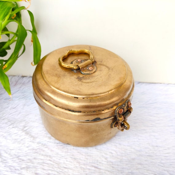 Antique Storage Brass Box | Vintage Jewellery Box… - image 2