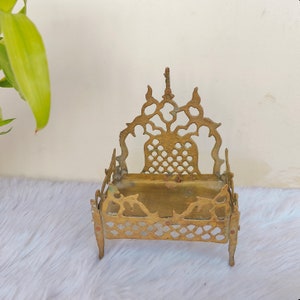 Vintage Brass Small Throne Of Gods | Hand Crafted God Singhasan | Brass God Sitting Singhasan | Temple God Holy Chair | Brass Decorative
