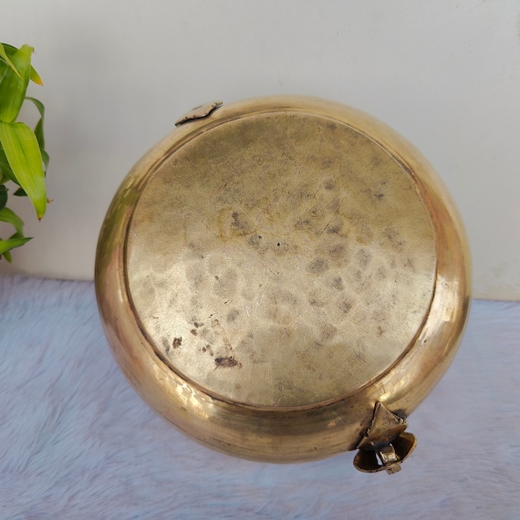Antique Brass Chapati Box With Latch and Handle | Vintage Snacks