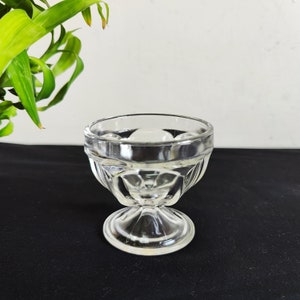 Vintage Clear Glass Dessert Fruit Footed Bowl | Crystal Clear Glass Ribbed Bowl | Decorative Collectible |Home Decorative |Antique Bowl G698