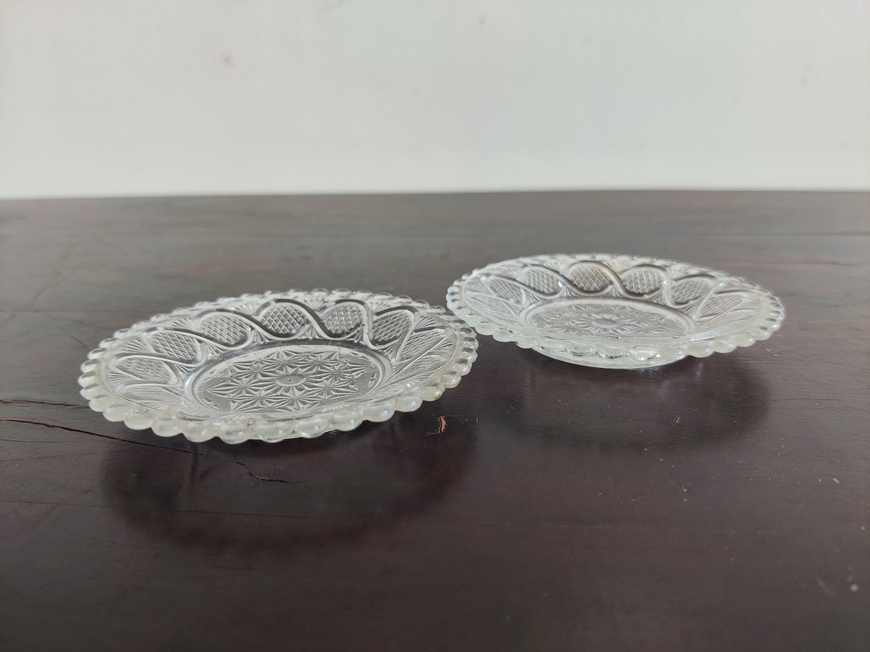 Depression Glass Plate Set-dessert Plates-colored Glass Plate-small Glass  Plates-vintage Color Glass Dish-pastel Glass Dishes 