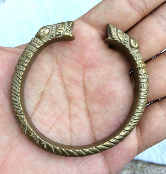 Antique Brass 2 Headed Snake Bracelet | Antique S… - image 1