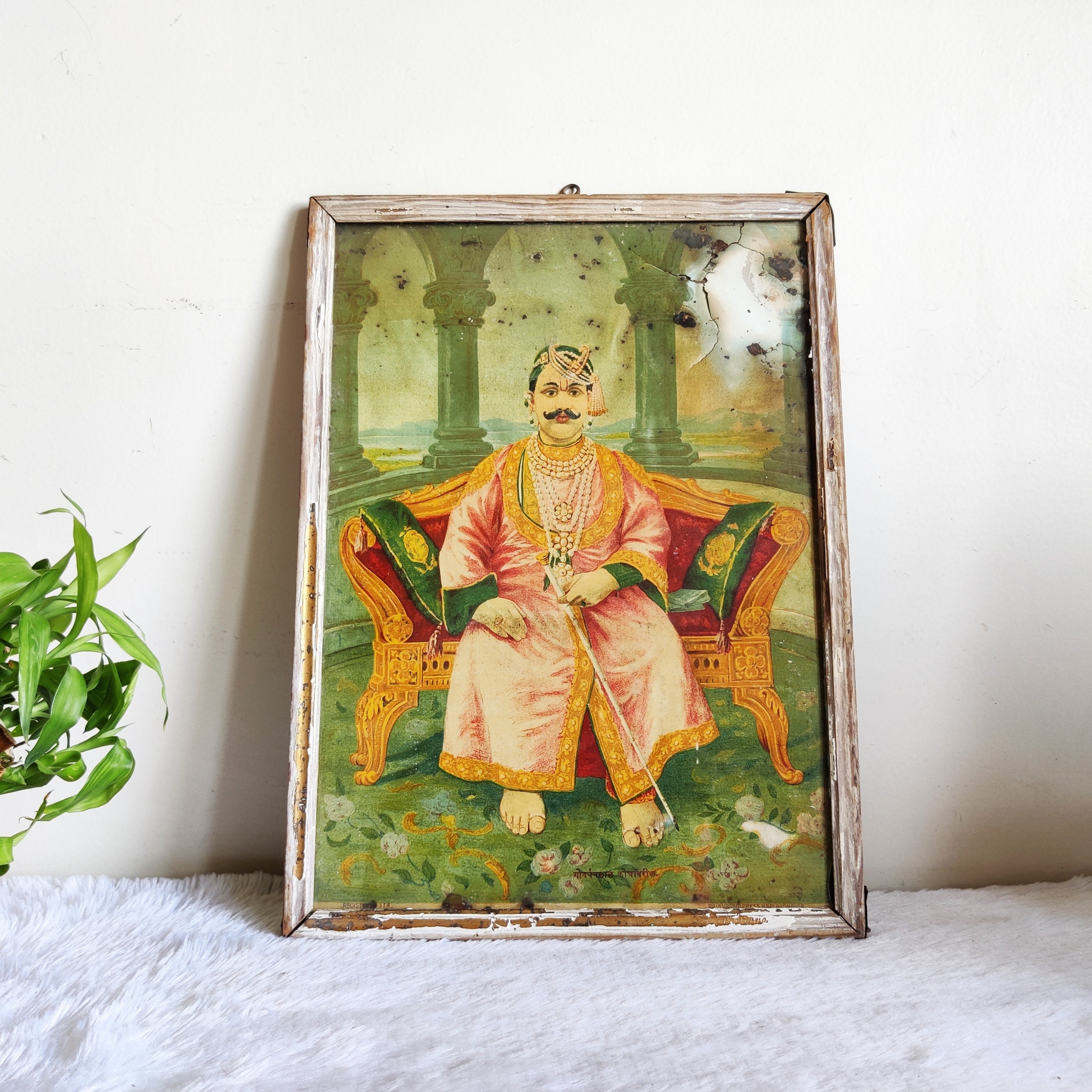 Vintage Raja Ravi Varma Printing Press Print of Tilkayat