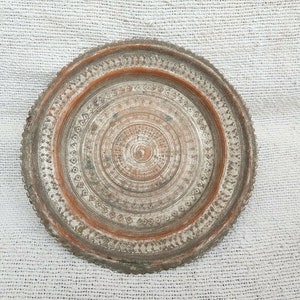 Antique Rare Stamped Copper Plate | Copper Worship Religious Plate | Vintage Home Decor Plate | Wedding Gift | Copper Designer Platter