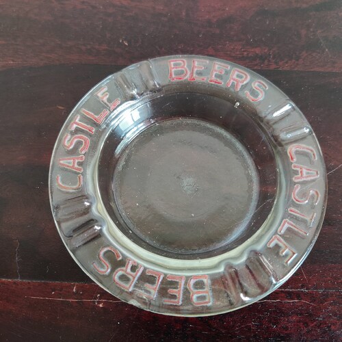 Vintage Beers Castle Clear Glass Advertisement Ashtray | Barware Smoking Advertising Tray | Bar Decor Collectible | Talana shops Italy