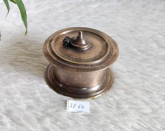 ヴィンテージの真鍮製ペンスタンド（インク壺付き）、真鍮製カラムダニ 