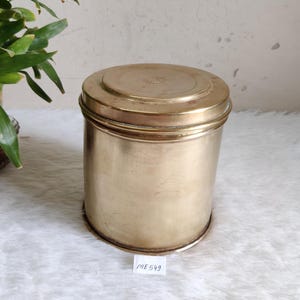 Vintage Brass Storage Container | Snacks Canister | Grain Box | Brass Box Kitchenware Collectible | Indian Antique | Kitchen Vessel ME549
