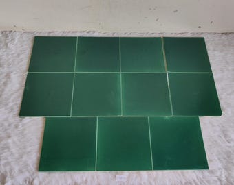 Antique Green Ceramic Tile Set, 11 Unused 6 x 6 Inch Architectural