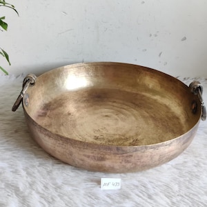 Antique Brass Kitchenware Cooking Kadai | Brass Fish Frying Vessel | Vintage Traditional Cookware | Multi Purpose Use Brass Utensil | ME433