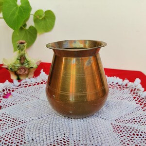 Antique Brass Water Pot/Solid Lota/Kitchenware Utensil/Holy Brass Pot/Vintage Water Pot/Antique Brass Kitchenware Collectible/Brassware