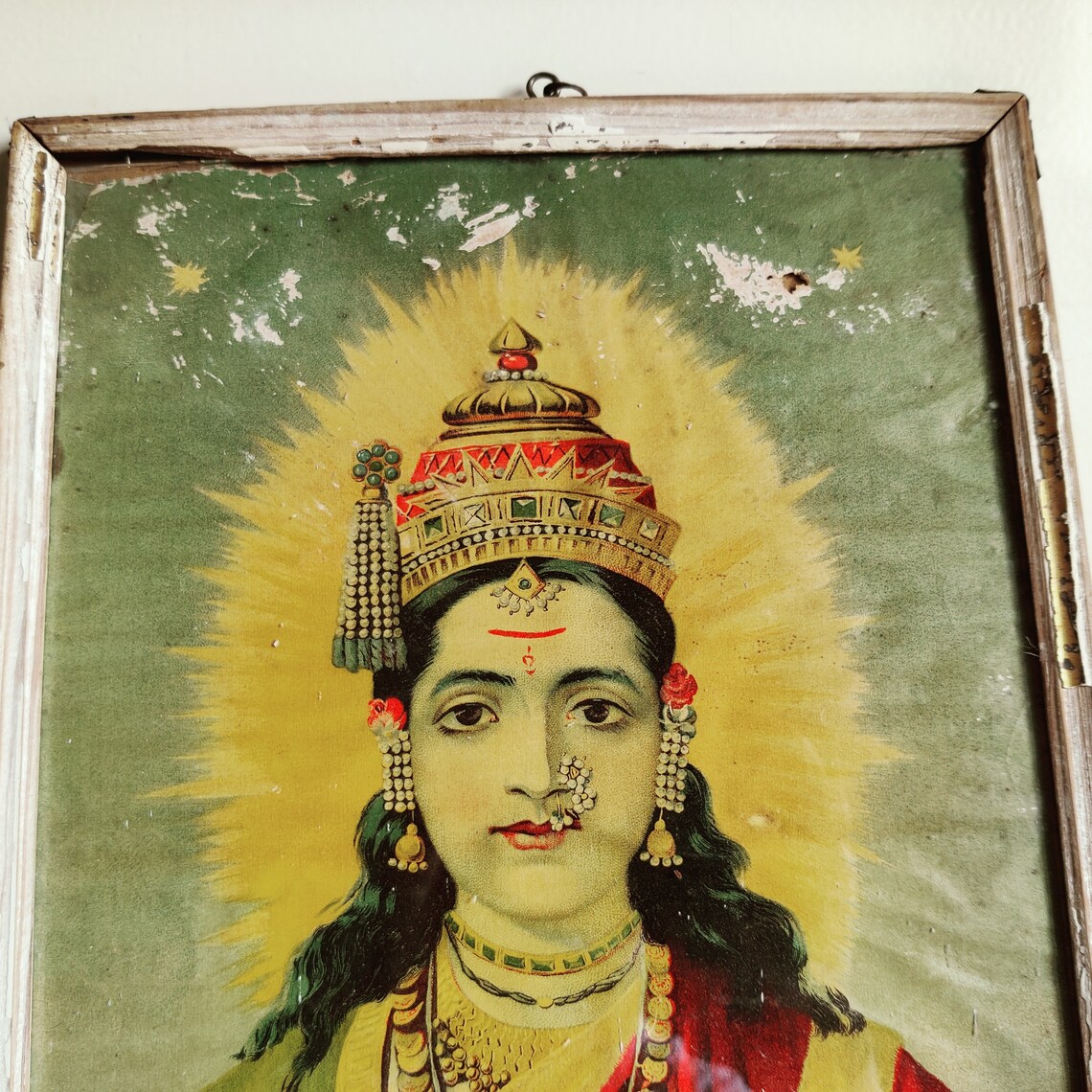 Vintage Raja Ravi Varma Printing Press Print of 'gauri' With Original ...