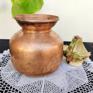 Antique Brass Water Pot/Kitchenware Utensil/Holy Unique Brass Jug/Antique Brass Kitchenware Collectible/Indian Antique Brass Collectible