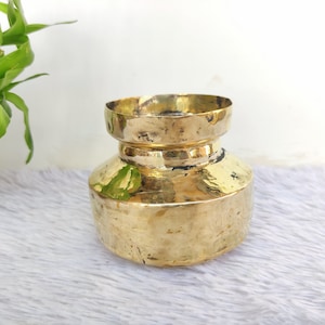 Antique Brass Water Pot | Solid & Hand Hammered Rare Lota | Kitchenware Utensil | Holy Brass Pot | Antique Brass Collectible | Brass Planter