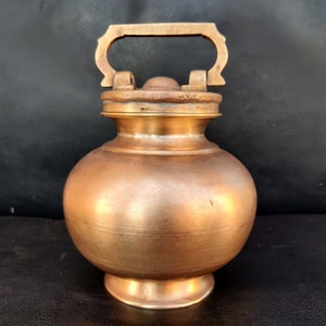 Vintage zeldzame messing ronde container|Messing bus met deksel en handvat|Vintage multifunctionele keuken opbergdoos|Keuken interieur