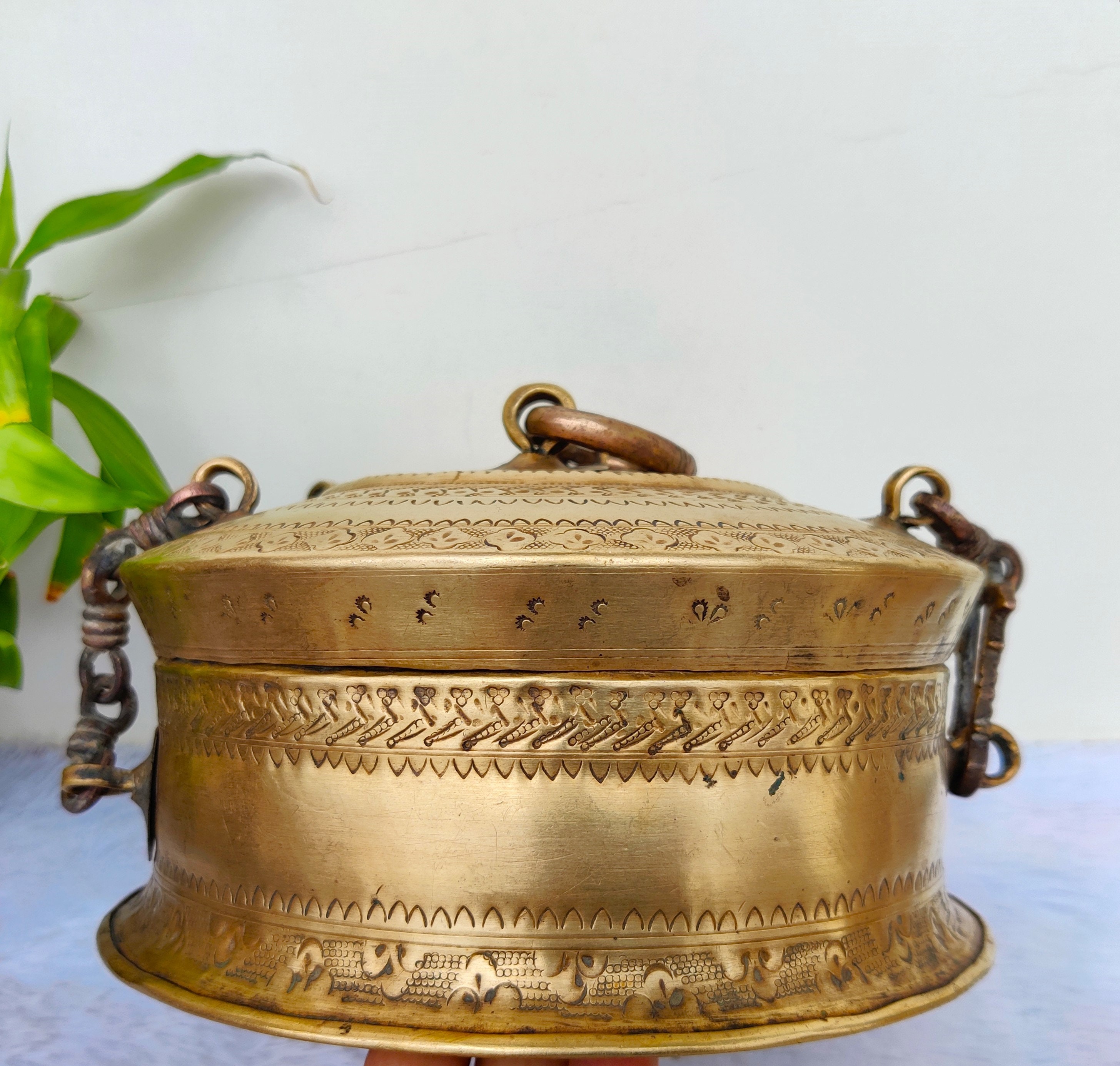 Antique Rare Brass Jewellery Box Hand Carved Box With Chain - Etsy