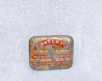 1930s Vintage Calvert Soap Advertising Litho Tin Box Manchester England Medical Soap Pure Carbolic Acid TB1327