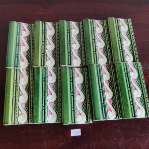 Antique Architecture Border Tiles DK Mark Japan - Set of 10 | Furniture Tiles | Architecture Tiles | Ceramic Decorative Japanese Tiles CT262
