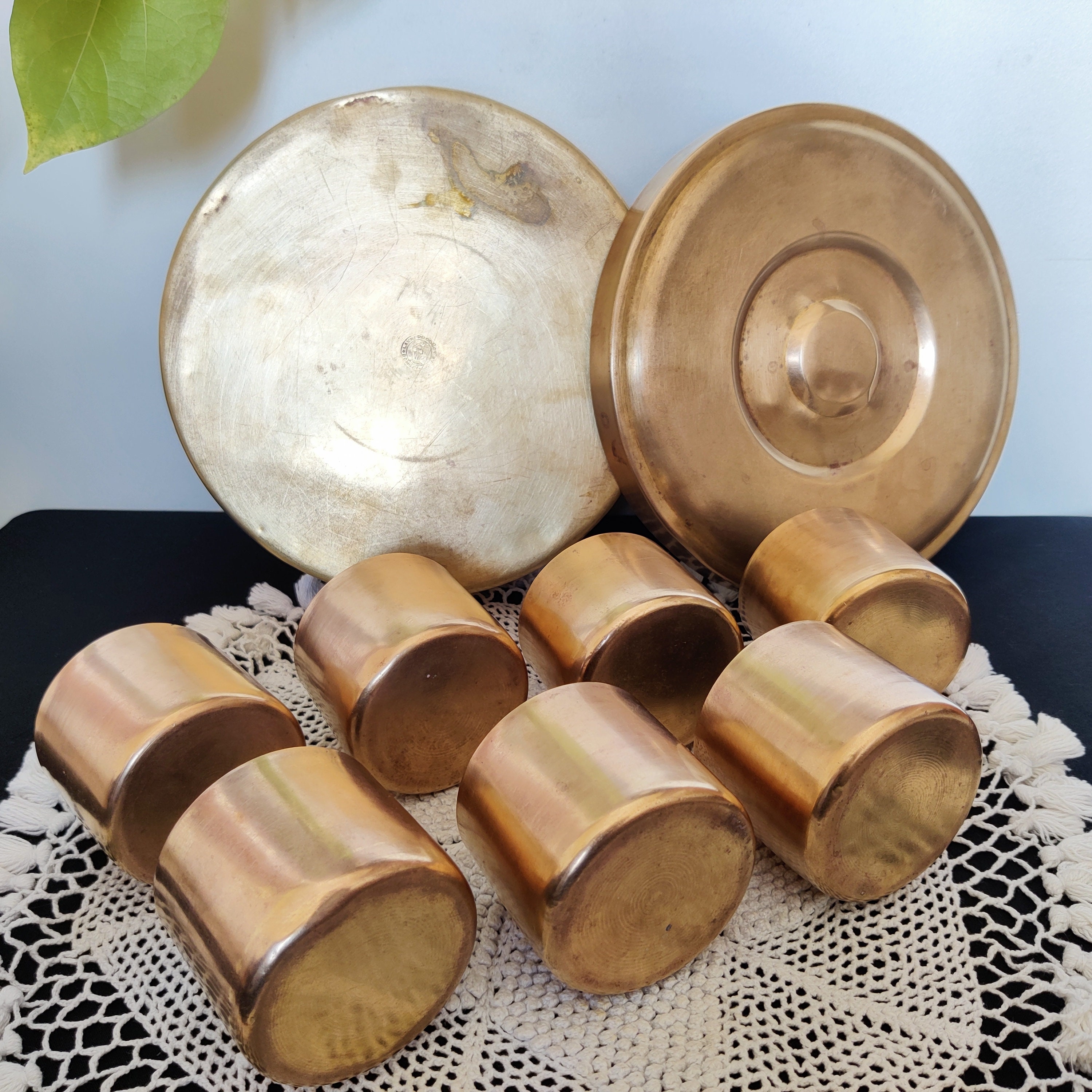 『2年保証』 Antique Brass Round Spice Box with 7 Compartments | Antique 工芸品