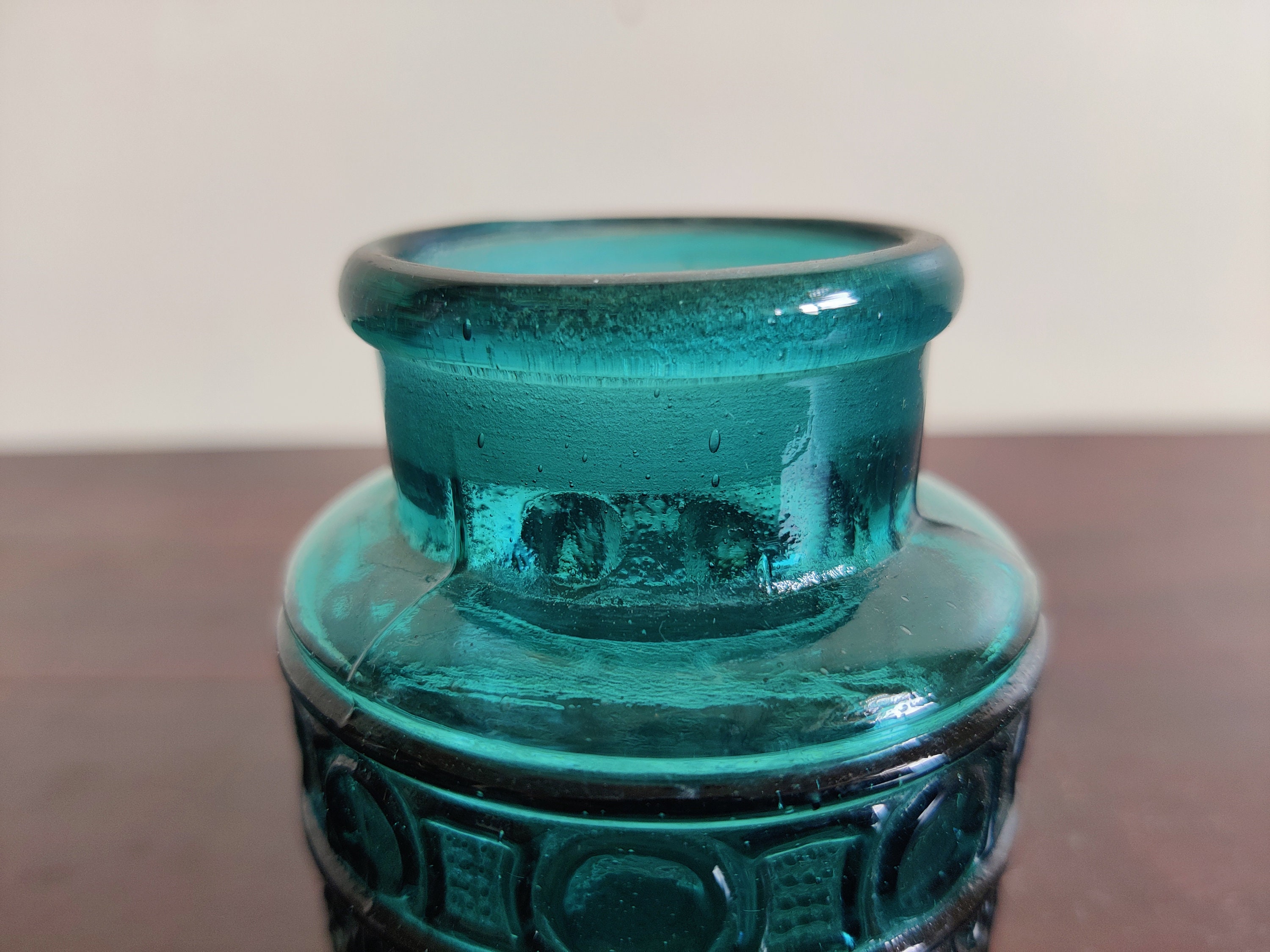 1940s Vintage Blue Glass Candy Dish Jar With Lid | Antique Glass