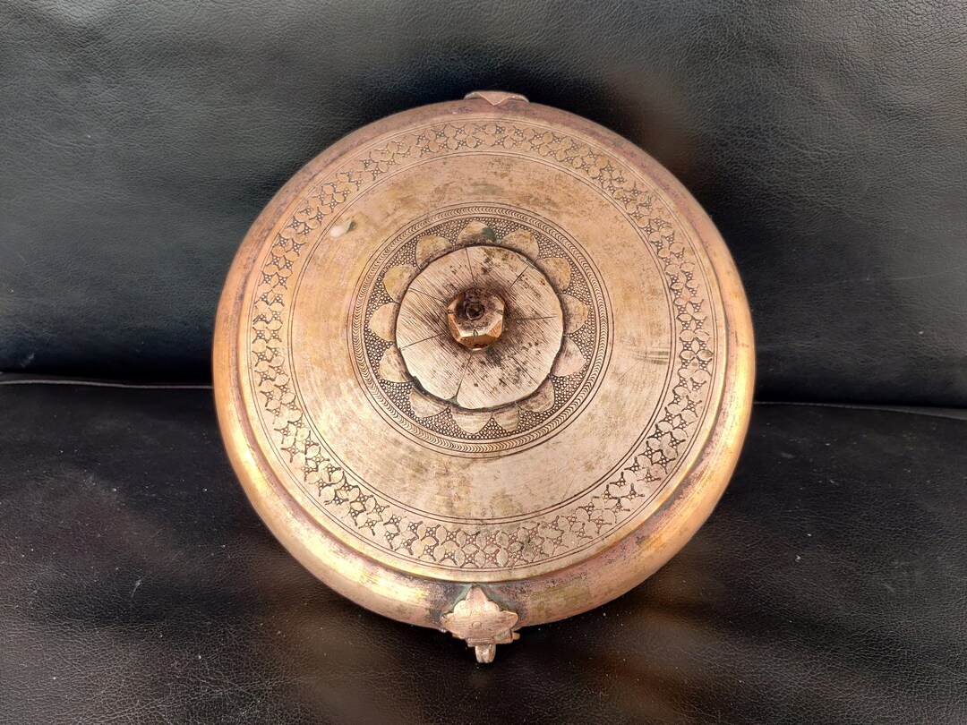 Indian Brass Chapati Box - Ca 1940 Indian Brass Chapati Box - Ca 1940