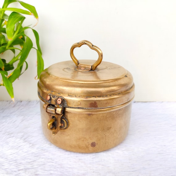 Antique Storage Brass Box | Vintage Jewellery Box… - image 1