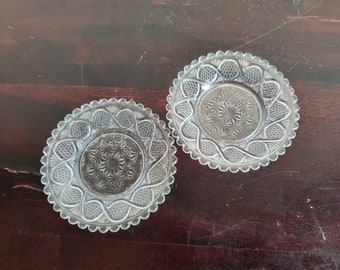 Antique Glass Dessert Plate Set of 2 Depression Clear Glass Plate