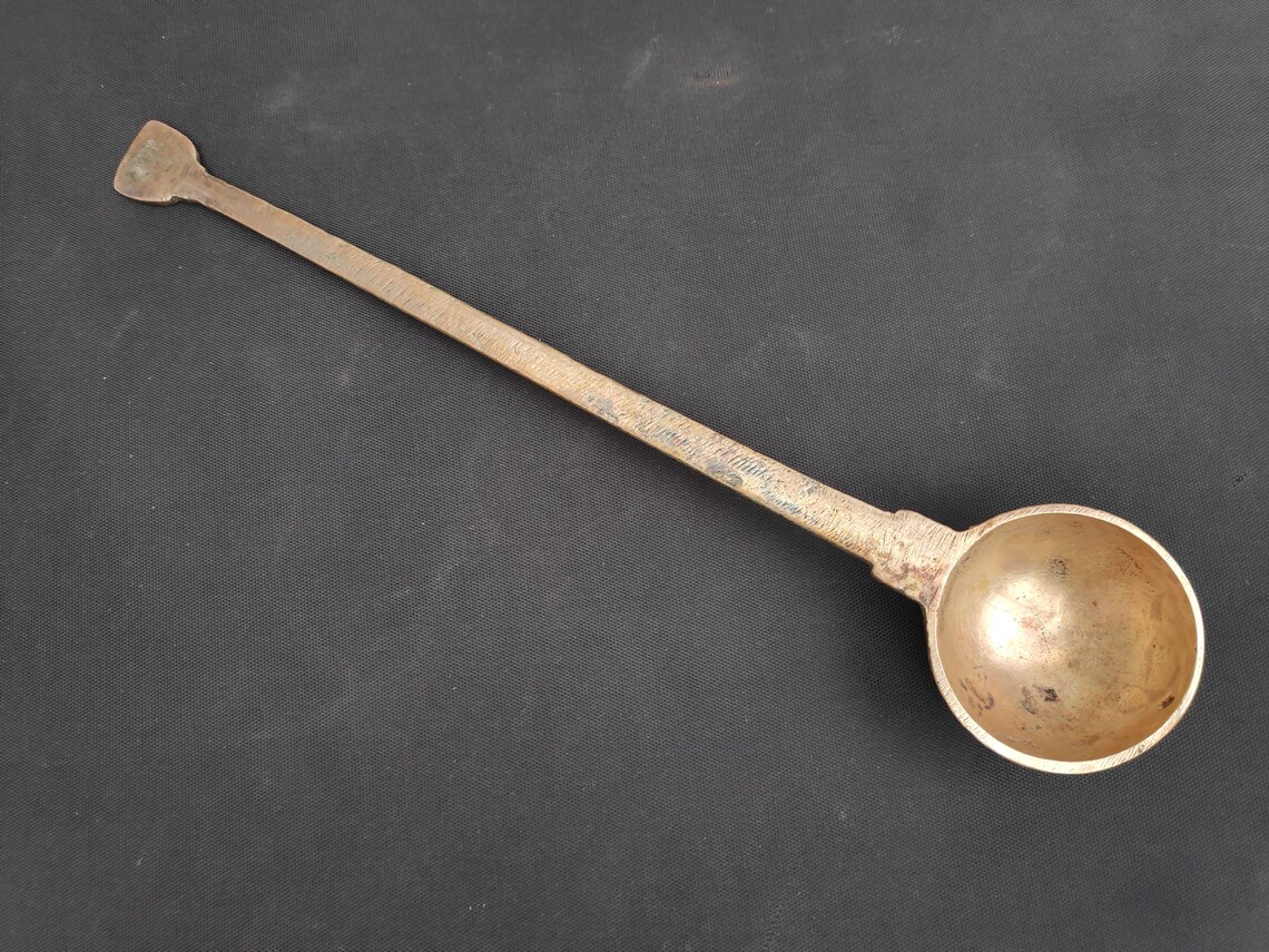 Antique Brass Heavy Weight Frying Spoon Deep Frying Strainer Etsy New Zealand