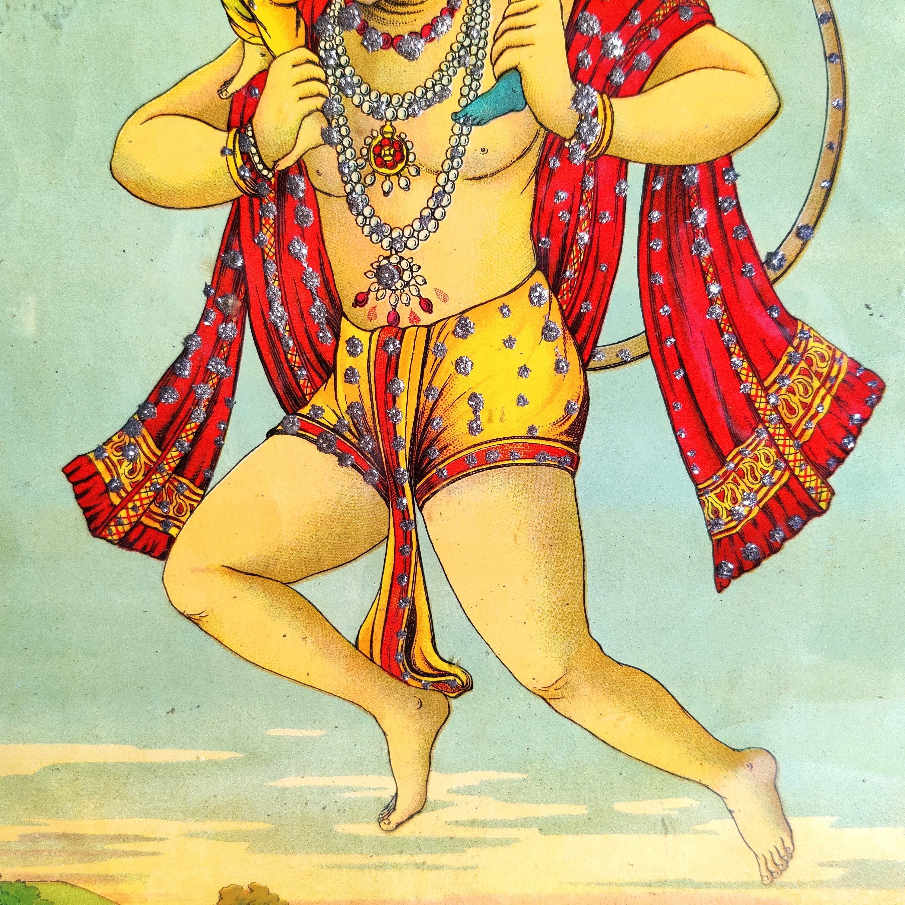 Vintage Raja Ravi Varma Printing Press Embellished Print of 'maruti ...