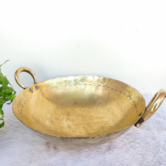 Antique Brass Kitchenware Cooking Kadai Brass Frying Vessel Vintage  Traditional Cookware Multi Purpose Brass Utensil Kitchenware 