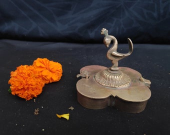 Brass Peacock Chopra Box - Early 20thC Brass Peacock Chopra Box - Early 20thC