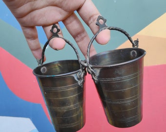 Vintage Brass Miniature Bucket-set of 2 Small Bucket Kids 
