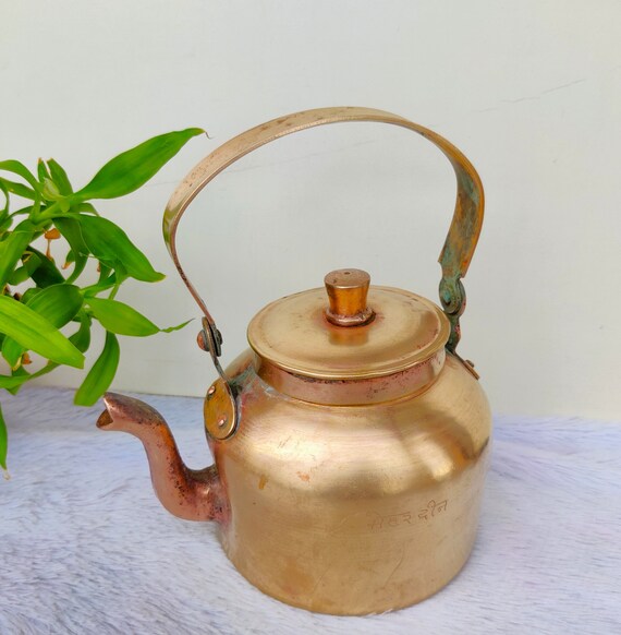 Vintage Brass Tea Kettle With Lid Indian Tapri Chai Kettle Brass Home Decor