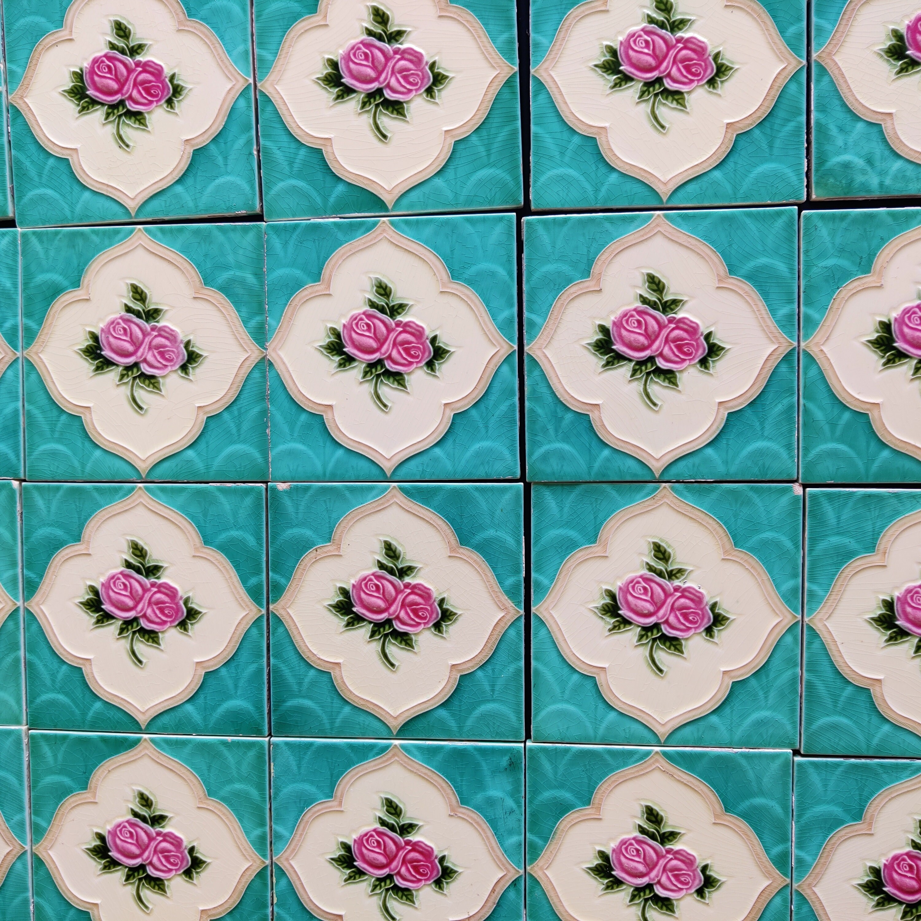 vintage flower tile ❀ * 野に咲くお花の 陶板
