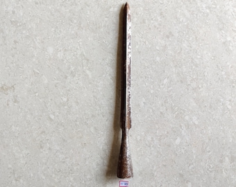 19c Antique Original Old Iron Spear Head | War Collectible | Authentic | Hunting Spear | Decorative Collectible | No Reproduction | SP128