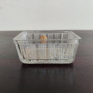 Vintage Clear Crystal Glass Rectangular Glass Dish, Japan |Vintage Glass Bowl | Pudding Bowl | Dessert Bowl |Home Decorative |Glassware G940