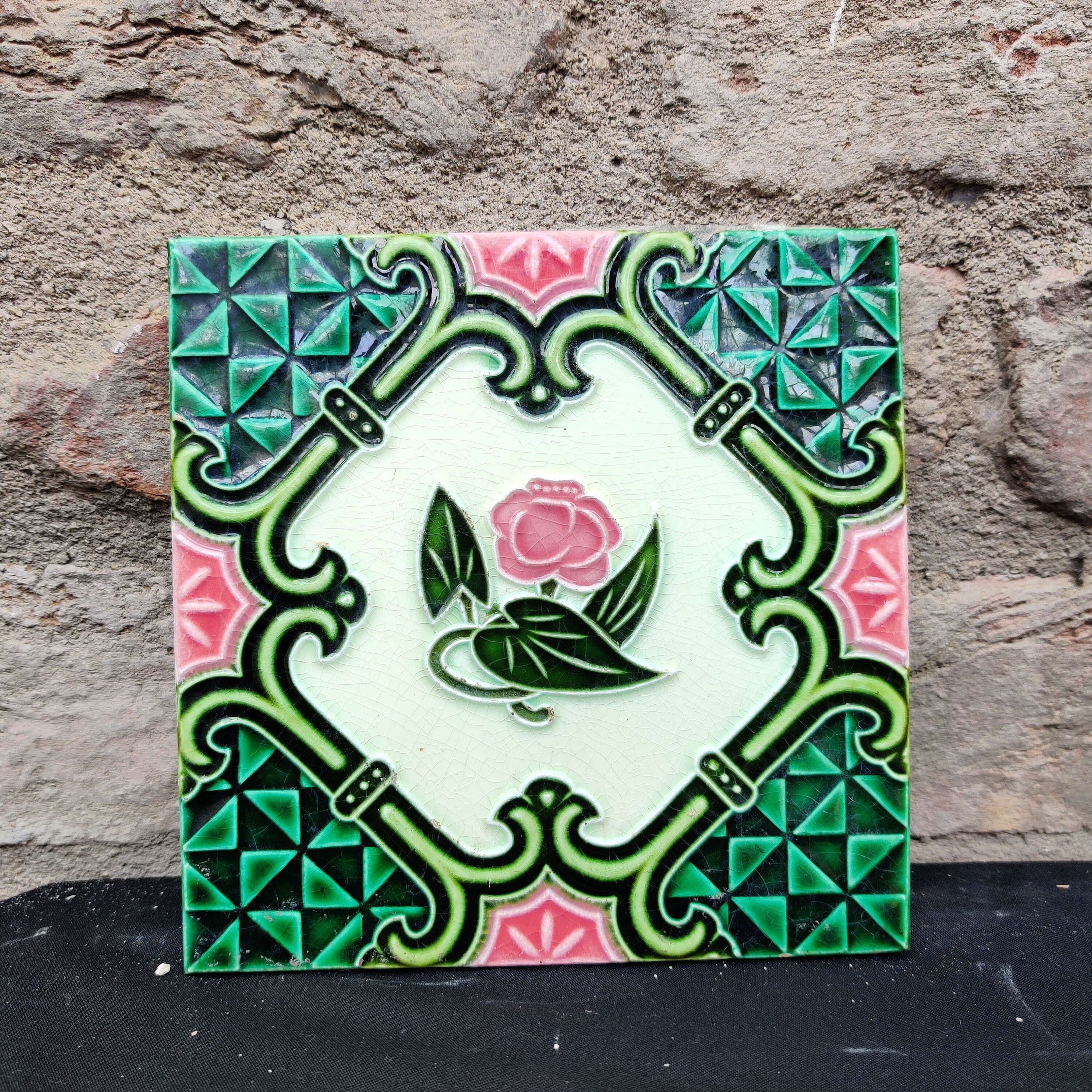 Vintage Flower Art Majolica Nouveau Architecture Tiles,japan-set