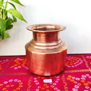 Antique Copper Water Pot | Holy Unique Copper Jug | Antique Copper Kitchenware | Indian Antique Copper Collectible | Copper Planter Z57
