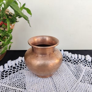 Antique Brass Beautifully Engraved Water Pot | Brass Holy Water Pot | Antique Water Tumbler | Antique Brass Kalash | Antique Brass Planter